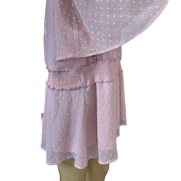 Lane Bryant Womens Blouse Size 26 Baby Pink Cold Shoulders Lined Elastic Waist - Picture 9 of 14